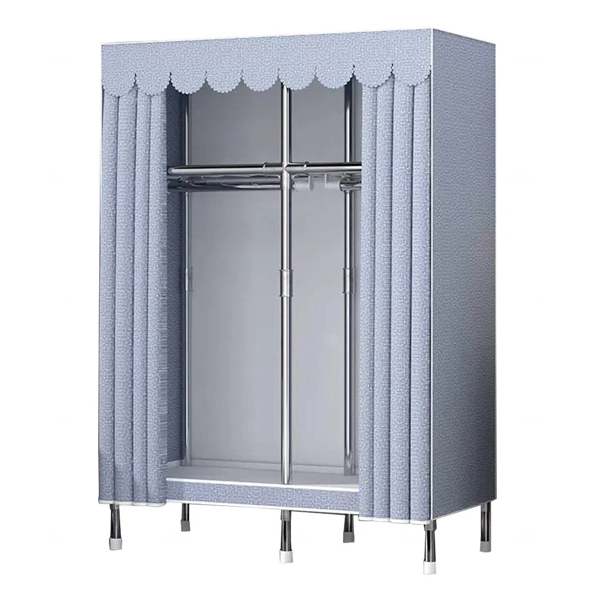 Kleiderschrank Tragbarer Kleiderschrank aus Segeltuch, großer Kleiderschrank-Aufbewahrungsorganisator mit Kleiderstange, Regalen, Stoffbezug, für Schlafzimmer, Wohnzimmer,C-105x45x