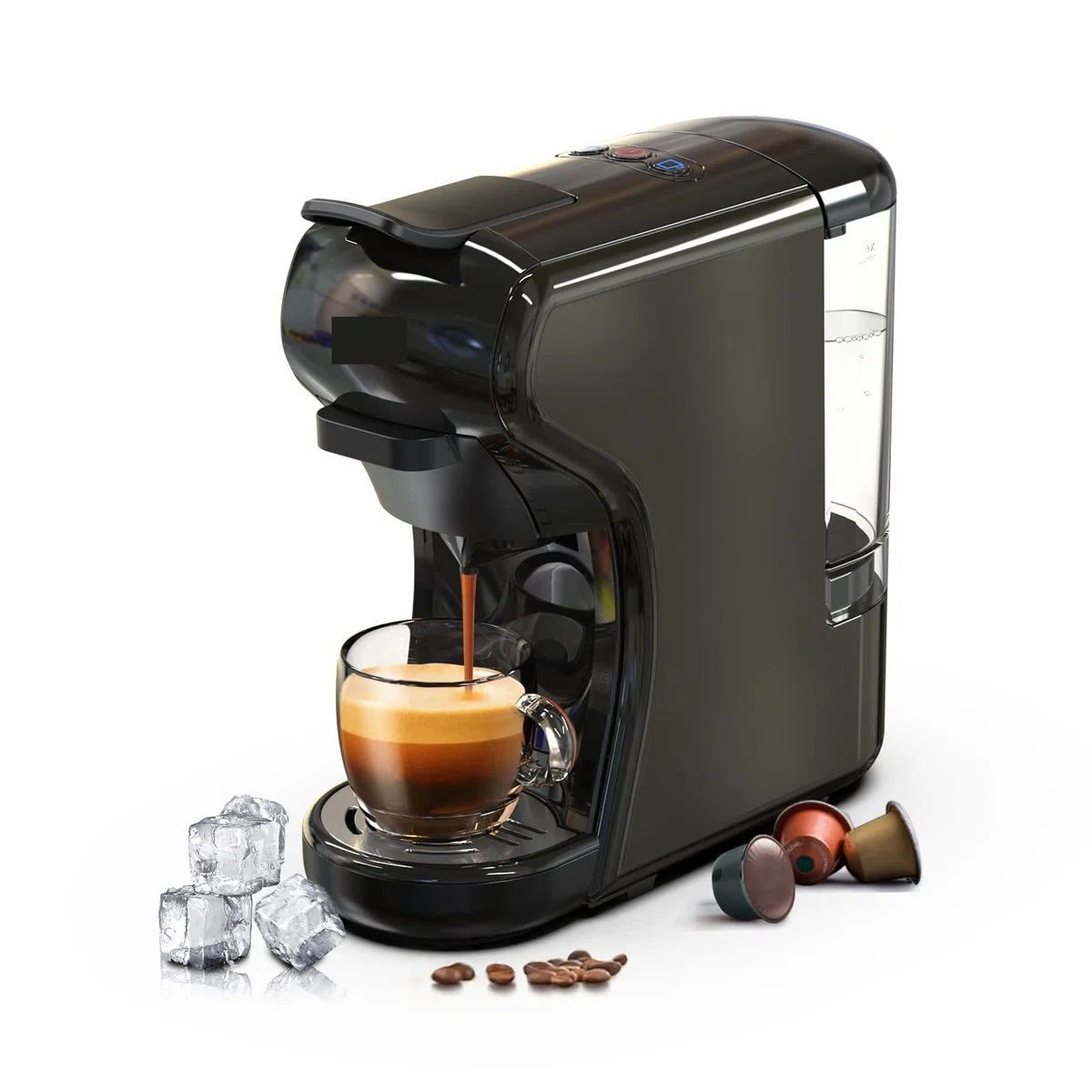 DieffematicKF Macchina caffè Coffee Machine Bar Multiple Capsule Espresso Cafetera, Coffee Maker Milk (Color : Schwarz, Size : EU)